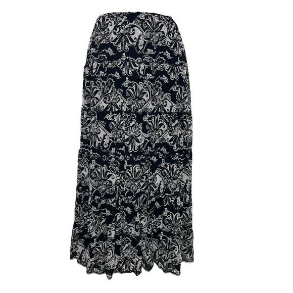 Black & White Paisley Cottage Maxi-Skirt Sheer/Lined Women's sz 10 EMMA & JAMES - Picture 1 of 11